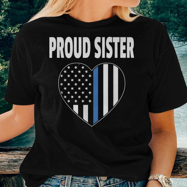 Proud Sister Of Police Officer Law Enforcement Support Women T-shirt Gifts for Her