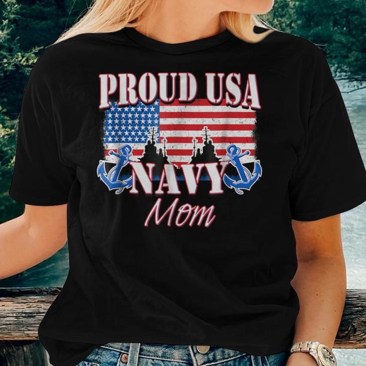 Proud Usa Navy Mom Patriotic Service Women T-shirt Gifts for Her
