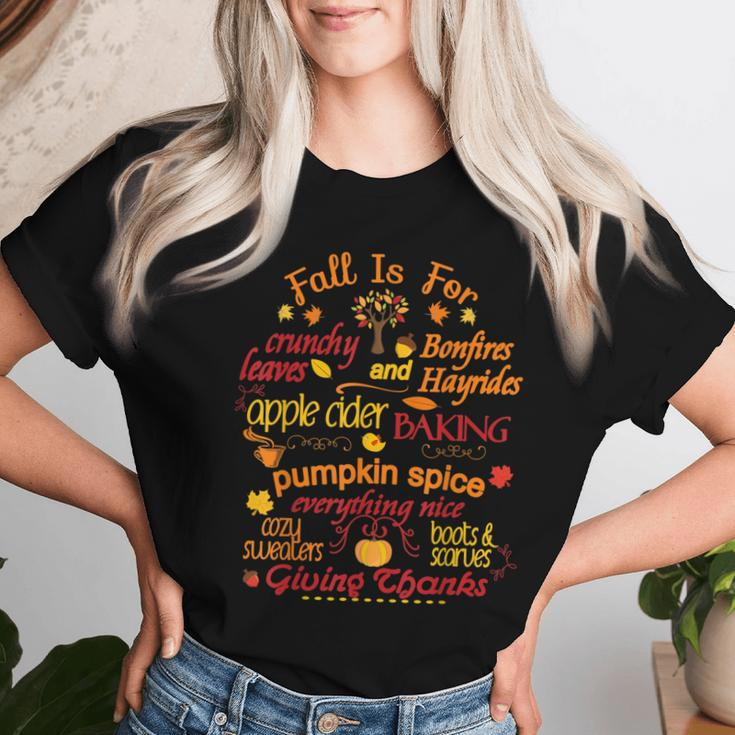 Pumpkin Bonfire Cute Fall Is For Apple Baking Thanksgiving Women T-shirt Gifts for Her