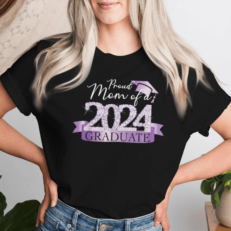Purple Black Proud Mom Of A 2024 Graduate Decoration Women T-shirt Gifts for Her