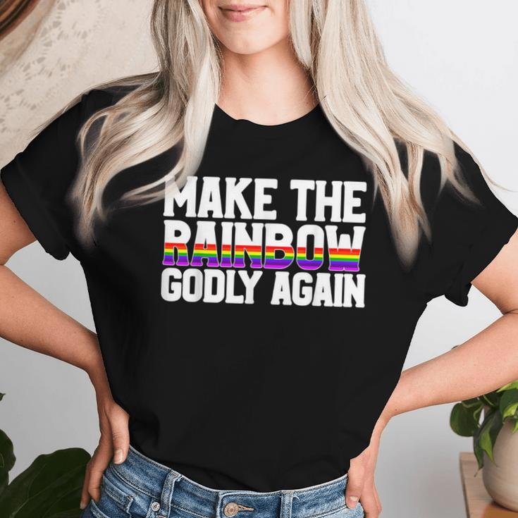 Make The Rainbow Godly Again Lgbt Flag Gay Pride Women T-shirt Gifts for Her