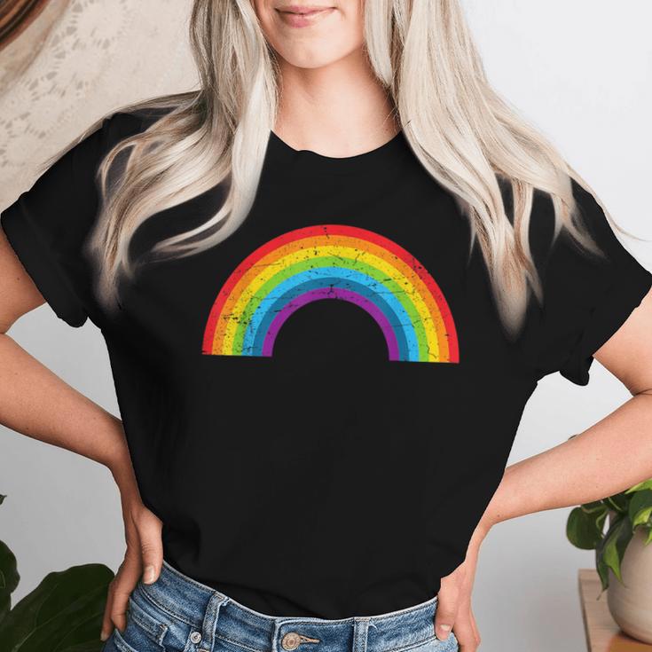 Rainbow Vintage Retro 80'S Style Gay Pride Rainbow Women T-shirt Gifts for Her