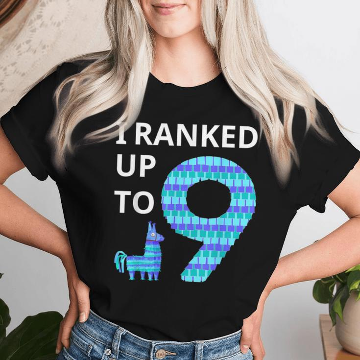 I Ranked Up To 9 Birthday Video Game Llama Piñata Birthday Women T-shirt Gifts for Her