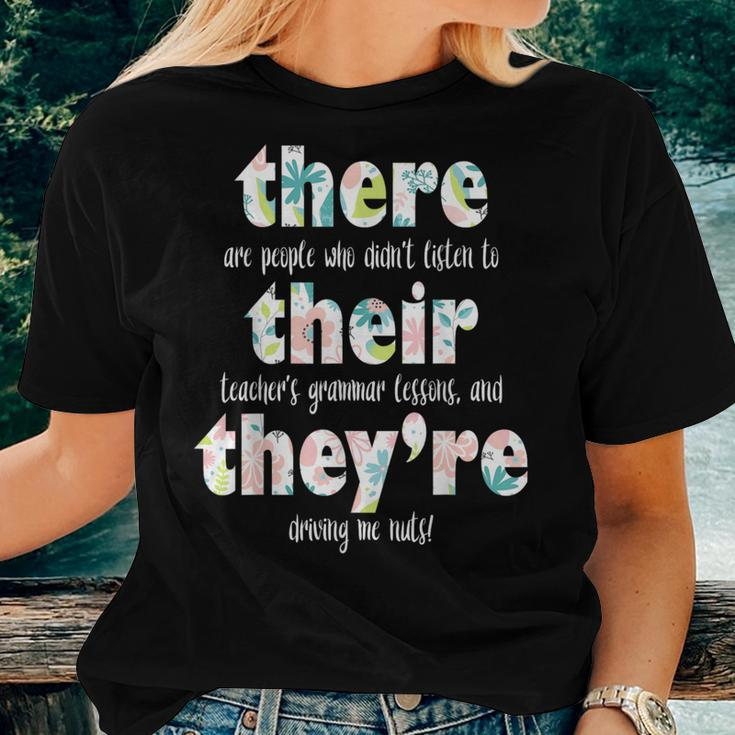 There Their They're English Grammar Teacher Pun Women T-shirt Gifts for Her