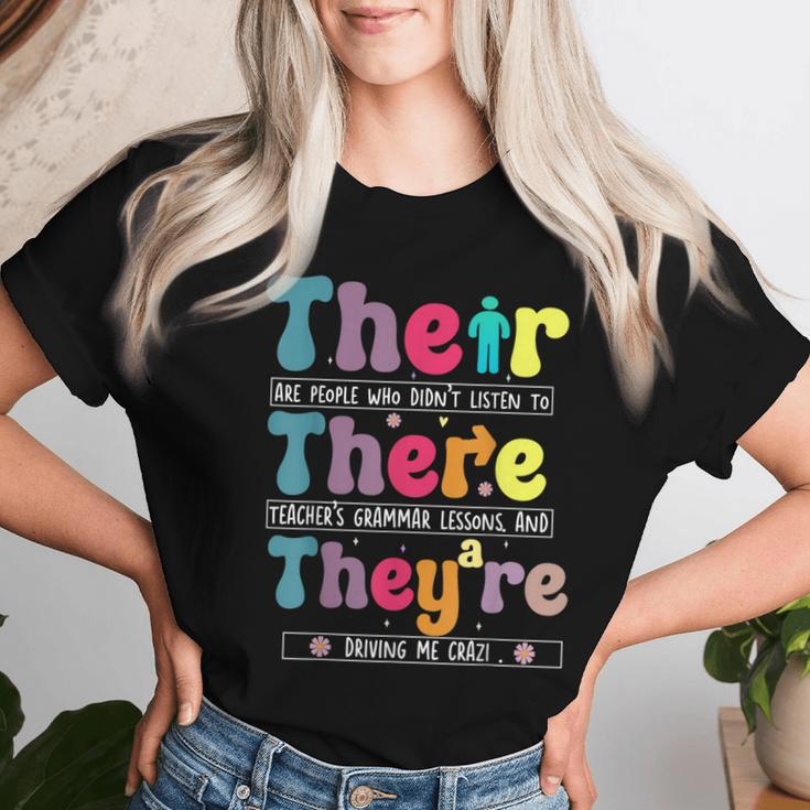 There Their They're English Teacher Grammar Memes Women T-shirt Gifts for Her