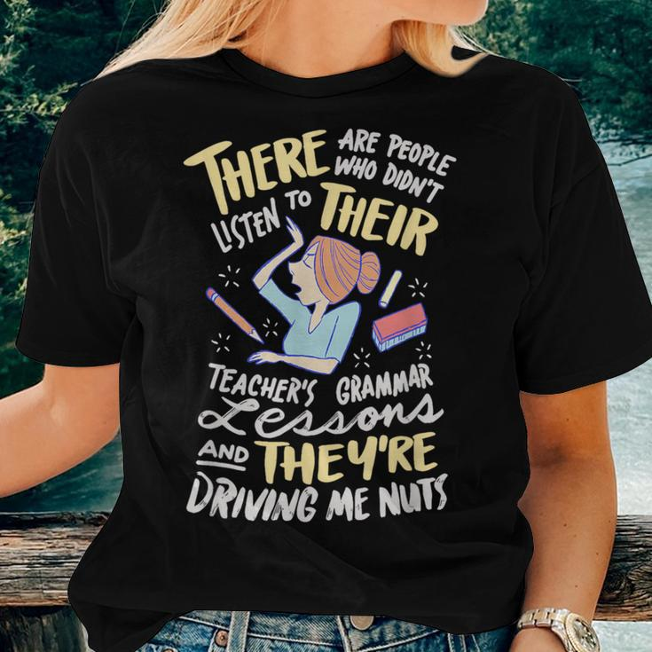 There Their They're English Teacher Grammar Police Women T-shirt Gifts for Her