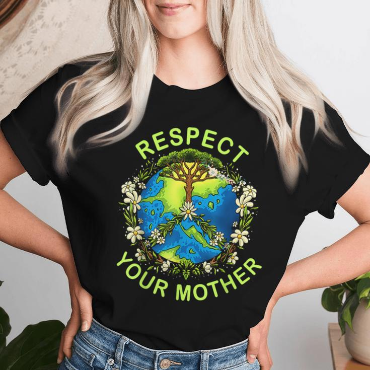 Respect Your Mother Earth Day Nature Goddess Flowers Women T-shirt Gifts for Her