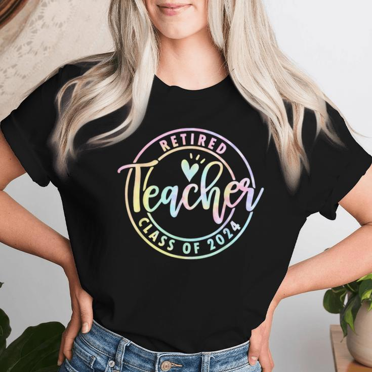 Retired Teacher Class Of 2024 Tie Dye Retirement School Women T-shirt Gifts for Her