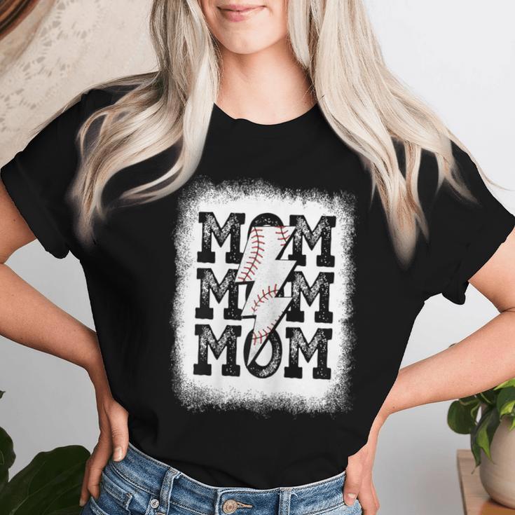 Retro Baseball Mama Distressed Lightning Bolt Mom Life Women T-shirt Gifts for Her