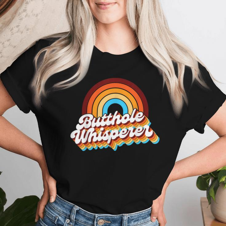 Retro Butthole Whisperer Sarcastic Jokes Rainbow Women T-shirt Gifts for Her