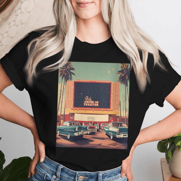 Retro Drive-In Theater Vintage Movies Graphic Women T-shirt Gifts for Her