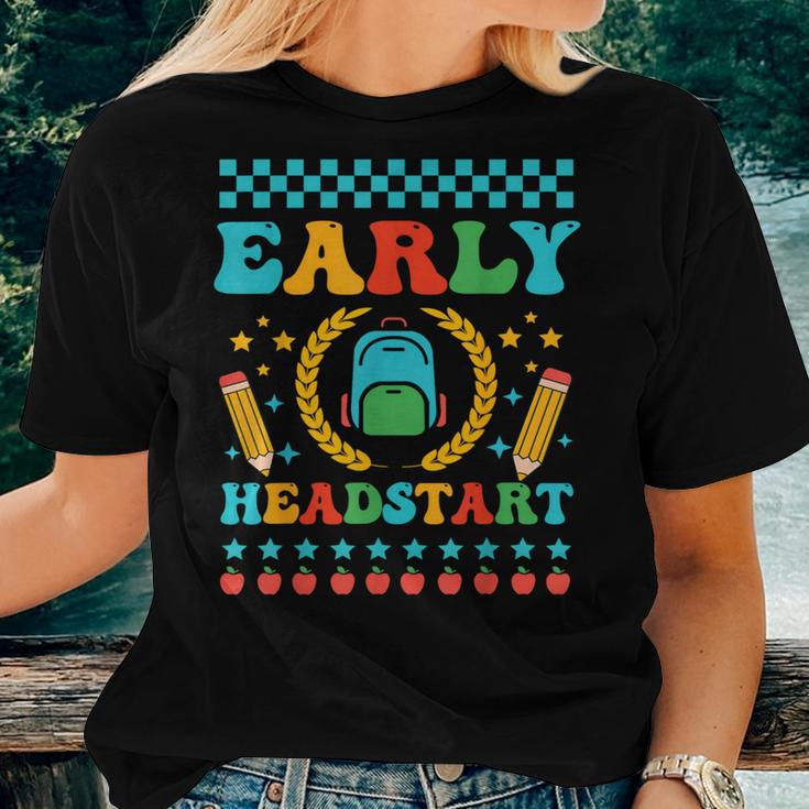 Retro First Day Of School Teacher Student Early Head Start Women T-shirt Gifts for Her