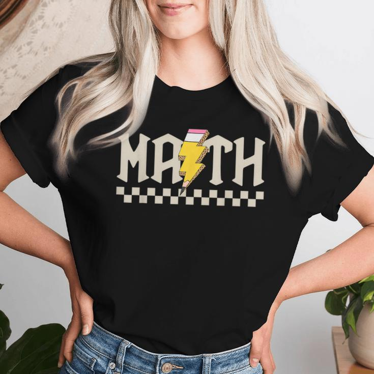 Retro Groovy Checkered Math Teacher High School Math Lovers Women T-shirt Gifts for Her