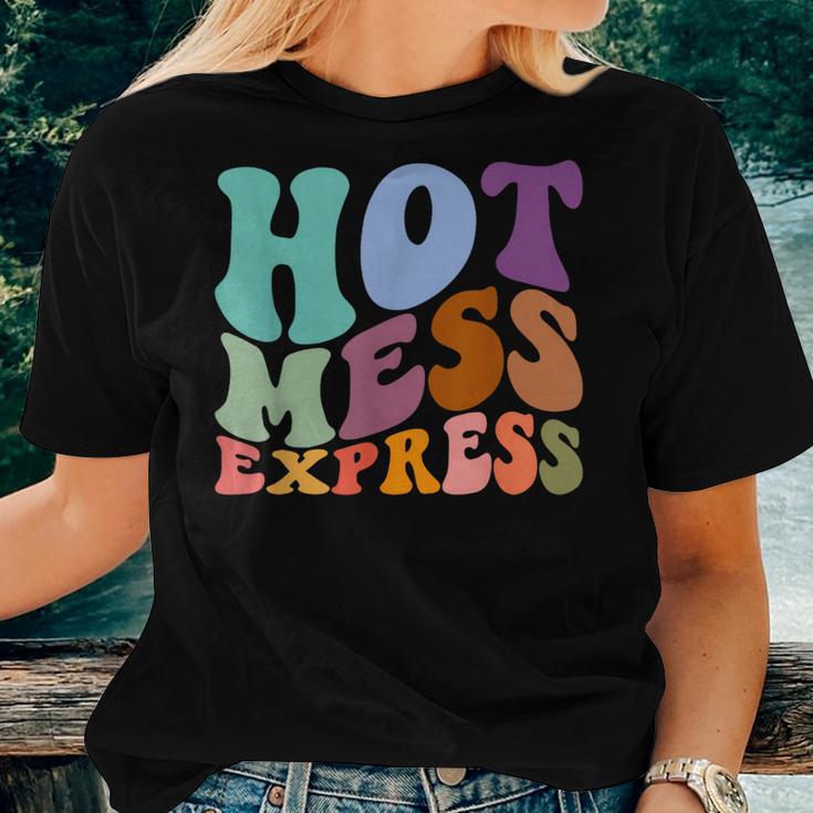 Retro Groovy Hot Mess Express Sarcastic Mom Mother's Day Women T-shirt Gifts for Her