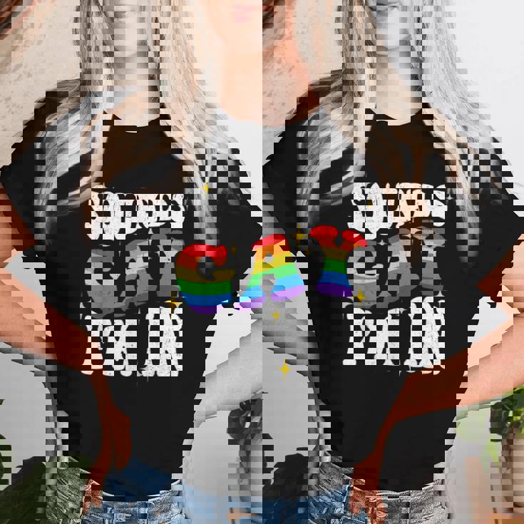 Retro Groovy Sounds Gay I'm In Lgbt Rainbow Gay Pride Lgbt Women T-shirt Gifts for Her