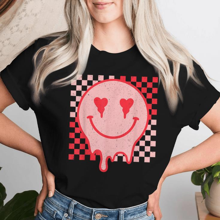 Retro Groovy Valentines Day Hippie Heart Matching Women T-shirt Gifts for Her