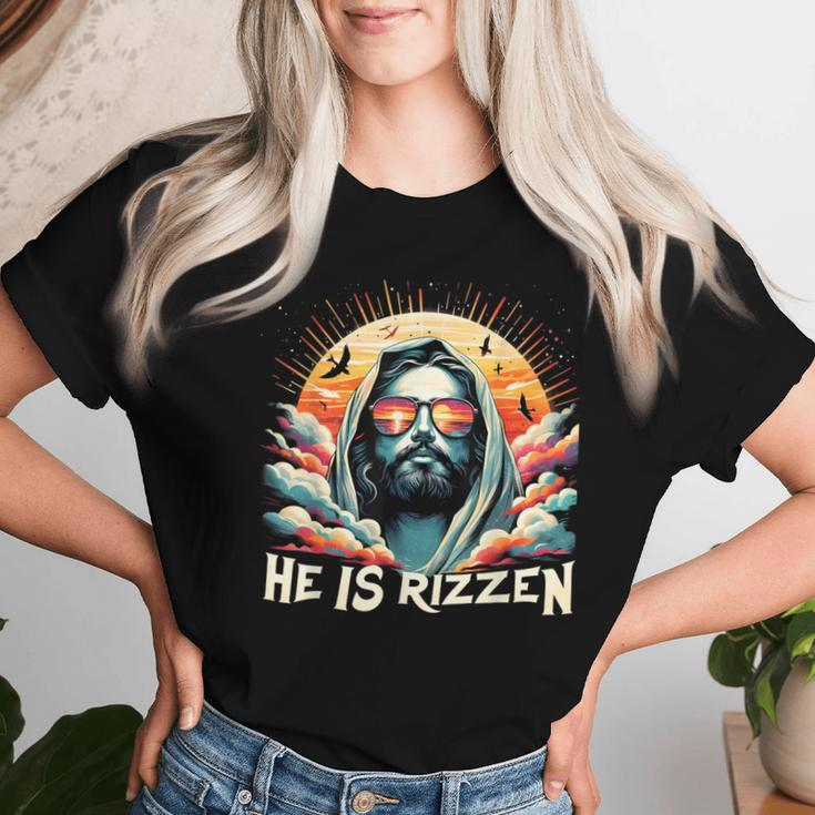 He Is Rizzen Christian Is Rizzen Retro Believe In Jesus Women T-shirt Gifts for Her