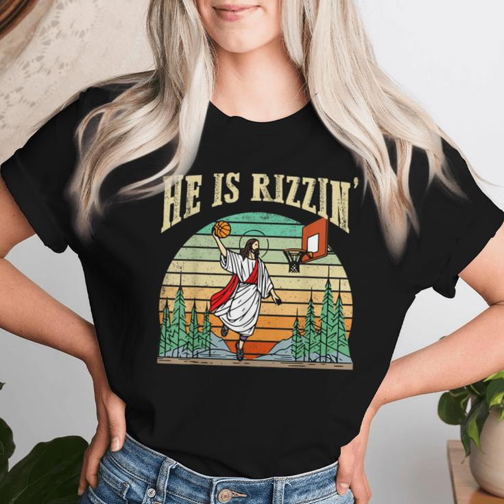 He Is Rizzin Basketball Easter Christian Religious Women T-shirt Gifts for Her