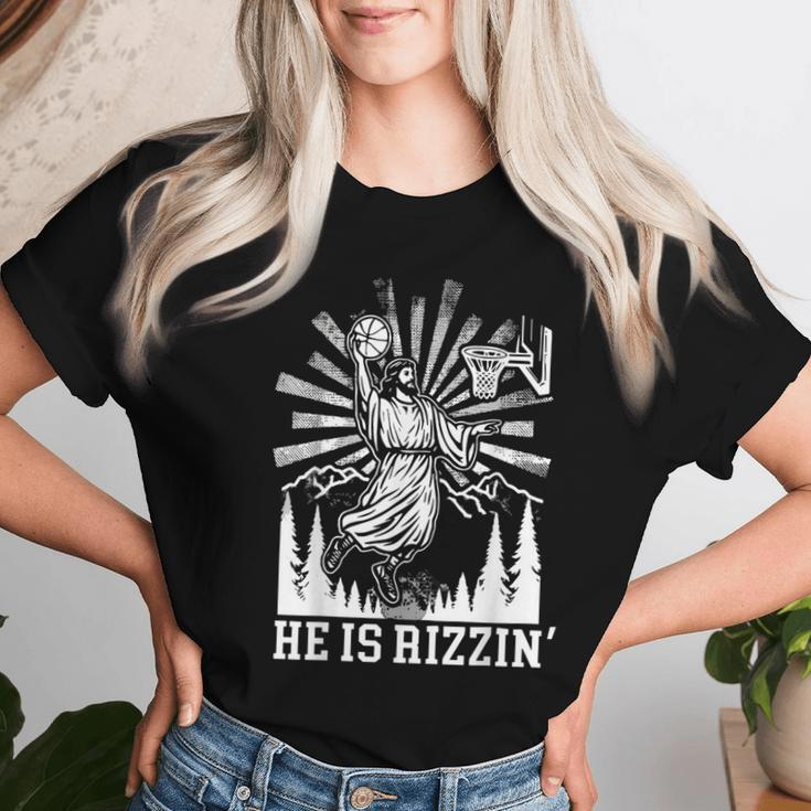 He Is Rizzin Jesus Basketball Christian Religious Women T-shirt Gifts for Her