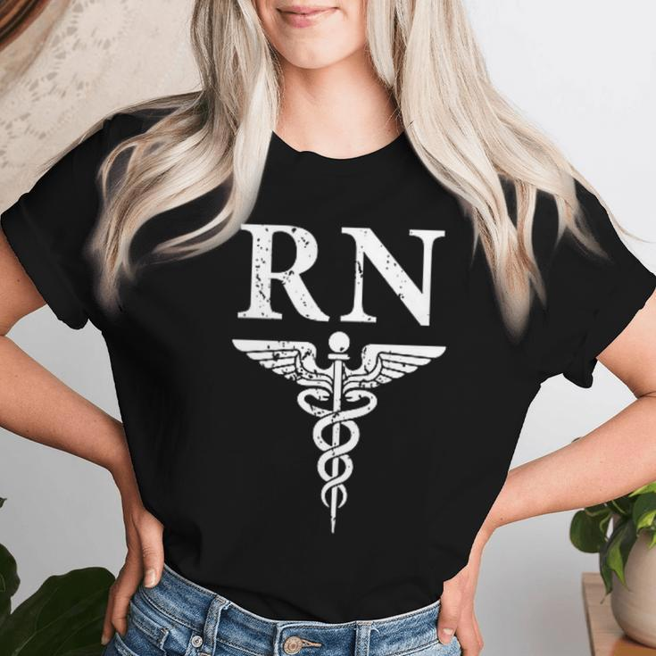 Rn Registered Nurse Caduceus Medical Symbol Women T-shirt Gifts for Her