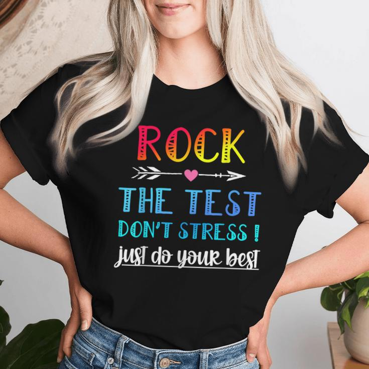 Rock The Test Teacher Test Day Testing Day Teacher Women T-shirt Gifts for Her