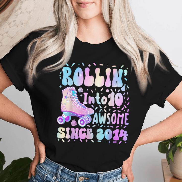 Roller Skate 10Th Birthday Rolling Into 10 Since 2014 Girls Women T-shirt Gifts for Her