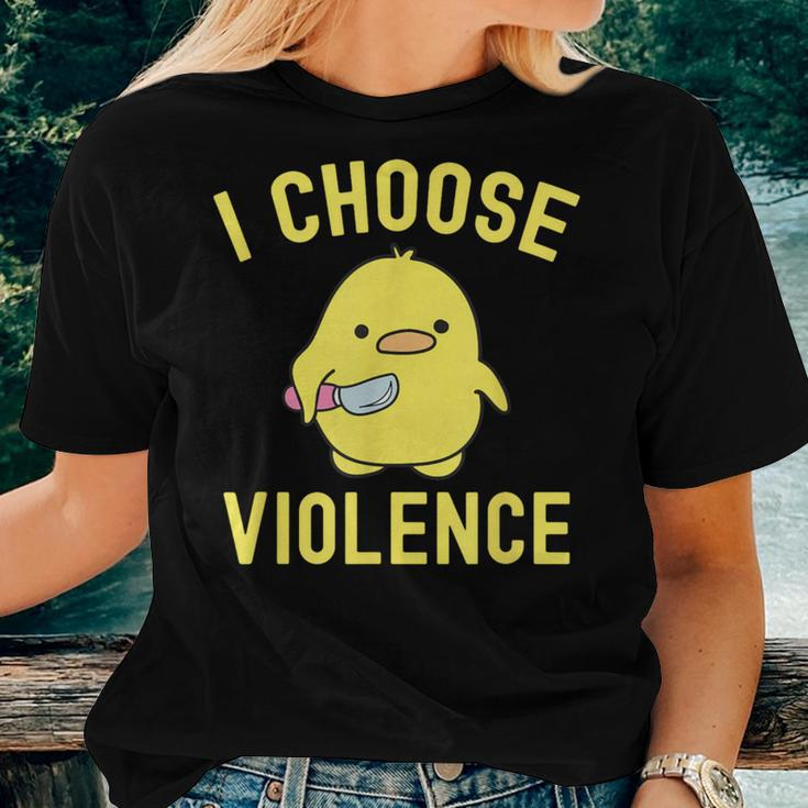 Sarcastic I Choose Violence Duck Saying Duck Women T-shirt Gifts for Her