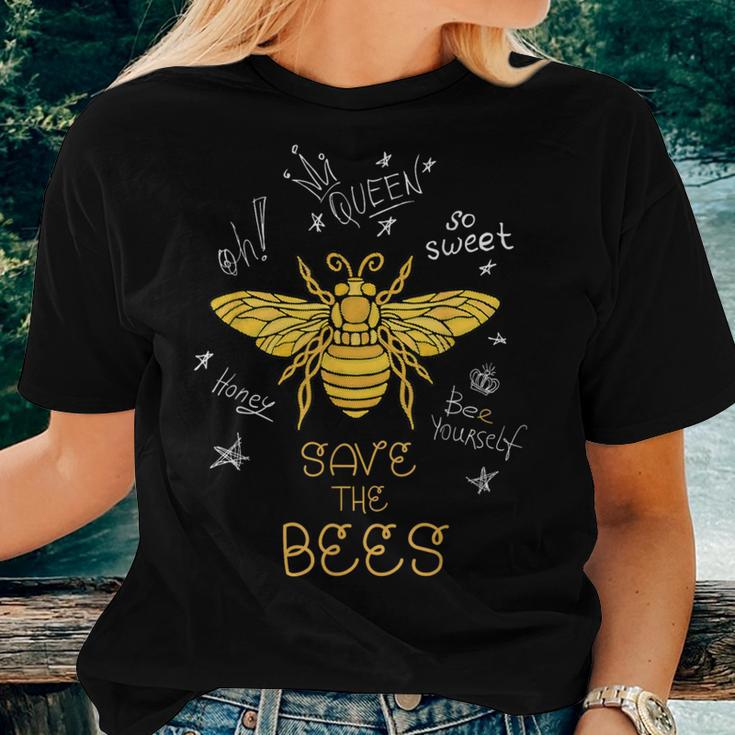 Save The Bees Graffiti Apiary Bee Beekeeper Earth Day Women T-shirt Gifts for Her