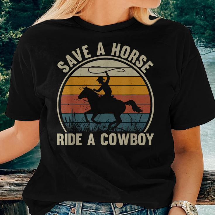 Save A Horse Ride A Cowboy Vintage Horses Lovers Women Women T-shirt Gifts for Her