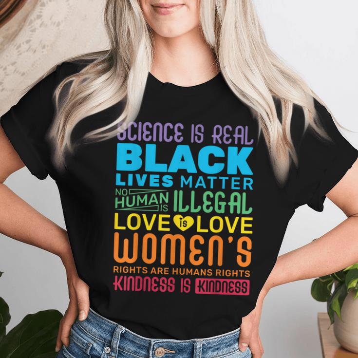 Science Is Real Black Lives Matter Rainbow Lgbt Pride Gay Women T-shirt Gifts for Her