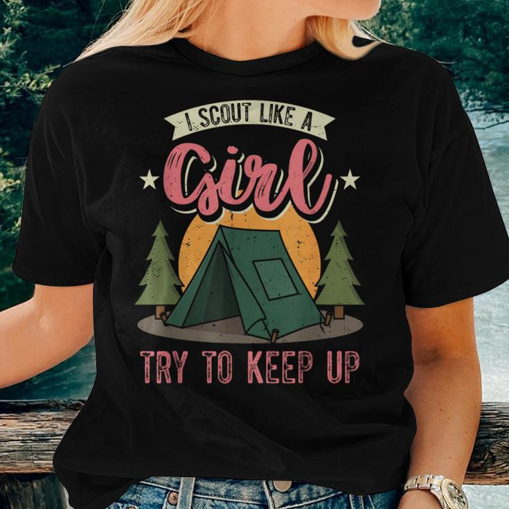 I Scout Like A Girl Try To Keep Up Troop Leader Scout Women T-shirt Gifts for Her