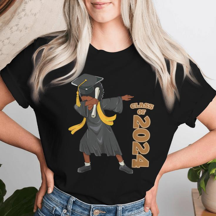 Senior 2024 Graduation African Black Girl Dabbing Afro Women Women T-shirt Gifts for Her
