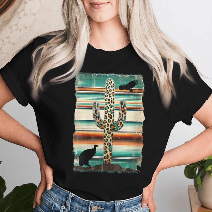 Serape Cactus Print Green Leopard Western Saguaro Cactus Women T-shirt Gifts for Her