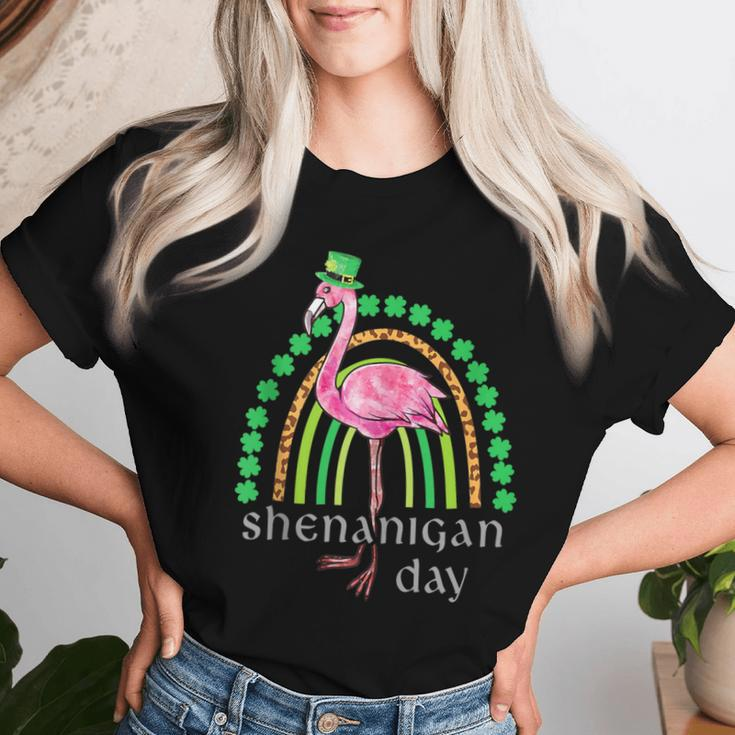 Shenanigan Squad St Paddys Day Irish Cute Flamingo Rainbow Women T-shirt Gifts for Her