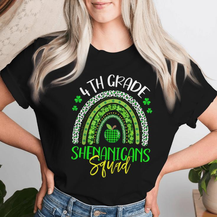 Shenanigans Squad 4Th Grade Teacher Rainbow St Patrick's Day Women T-shirt Gifts for Her