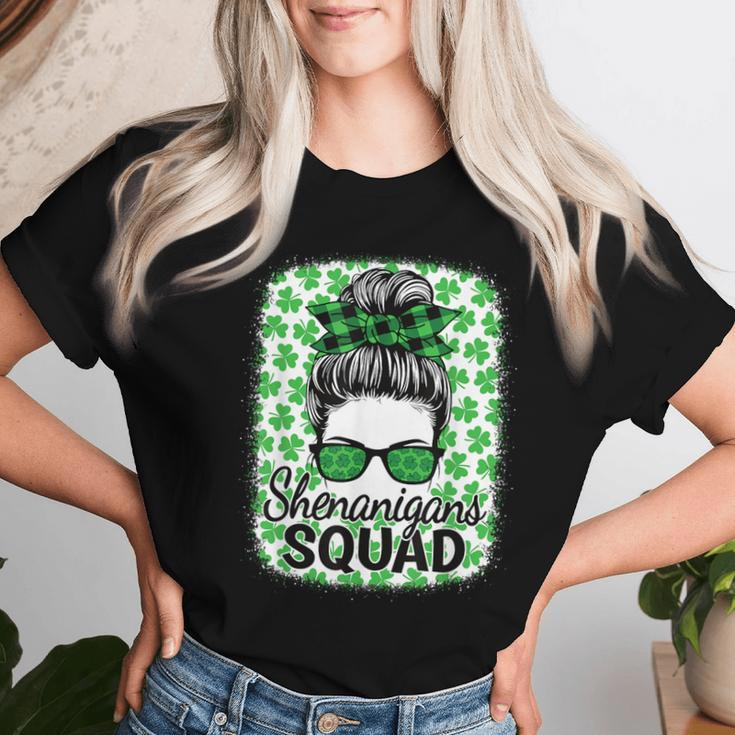 Shenanigans Squad St Patrick's Day Girls Messy Bun Women T-shirt Gifts for Her