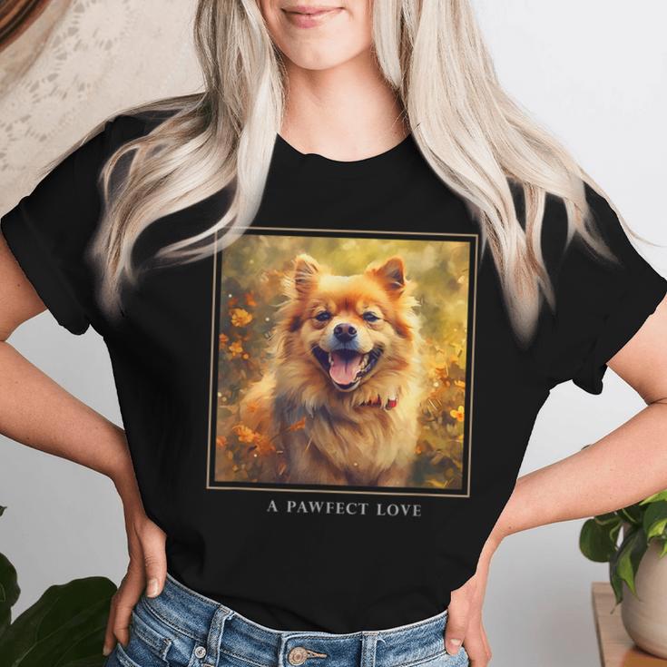 Shiranian Hund Garten Blumen Malerei Haustier Mama Papa T-shirt Frauen Geschenke für Sie