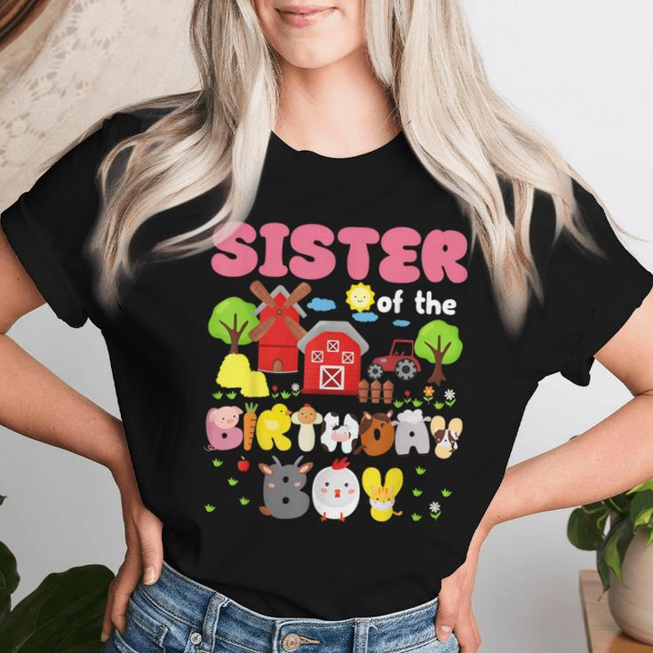 Sister Of The Birthday Boy Farm Animal Family Party Decor Women T-shirt Gifts for Her