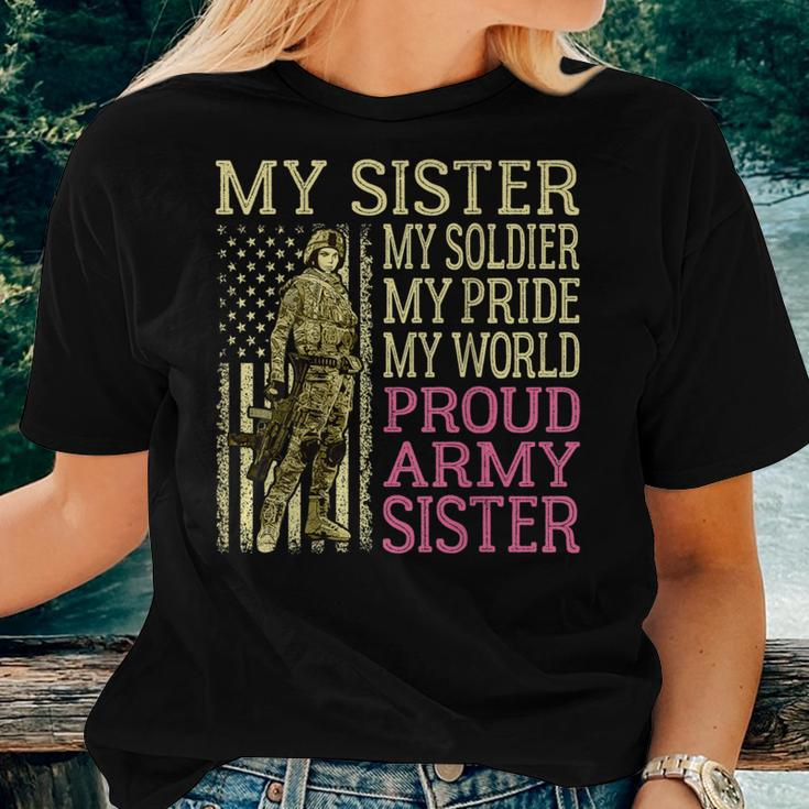 My Sister My Soldier Hero Proud Army Sister Military Sibling Women T-shirt Gifts for Her