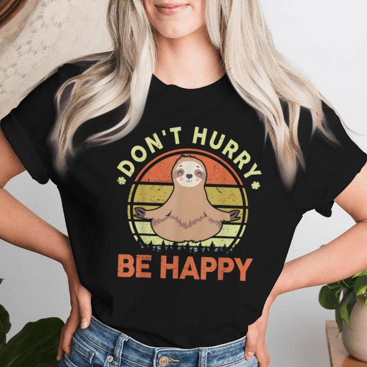 Sloth- Dont Hurry Be Happy Sloth Yoga Women T-shirt Gifts for Her
