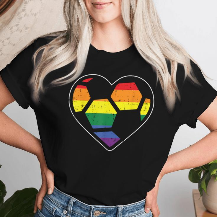 Soccer Heart Sport Lgbtq Rainbow Gay Pride Ally Women Women T-shirt Gifts for Her