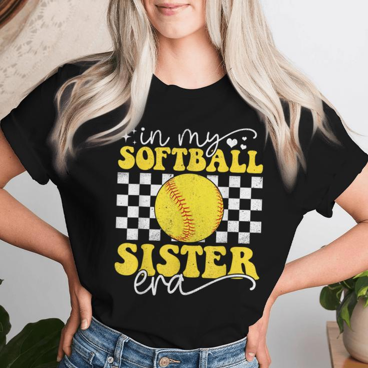 In My Softball Sister Era Groovy Retro Proud Softball Sister Women T-shirt Gifts for Her