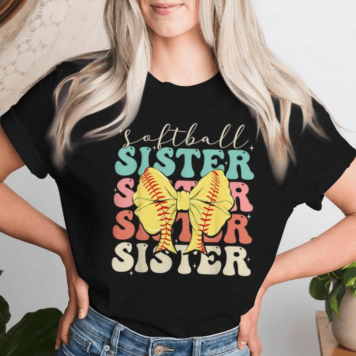 Softball Sister Vintage Sport Lover Sister Mothers Da Women T-shirt Gifts for Her