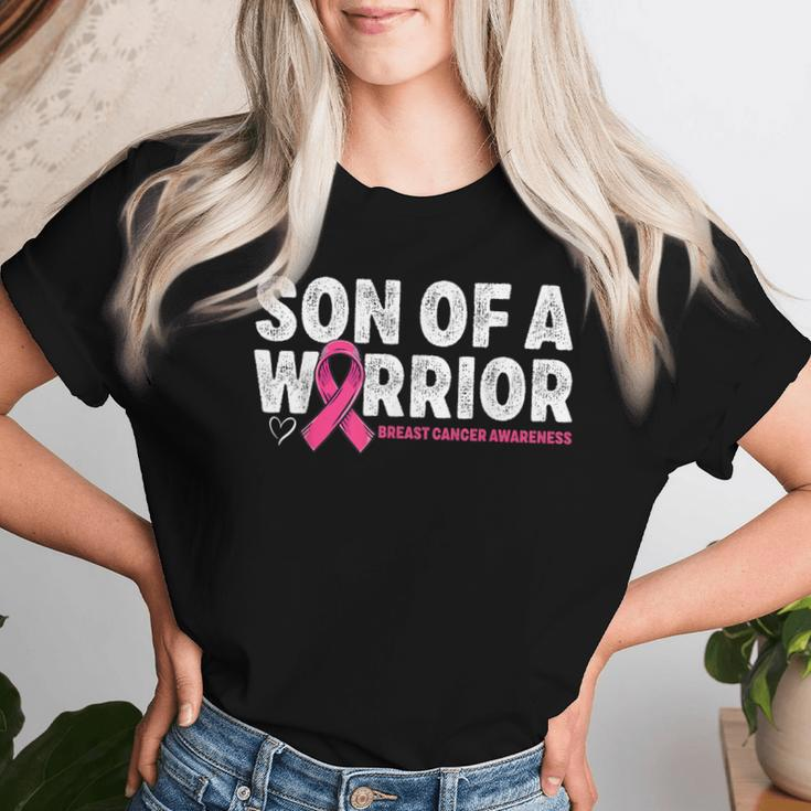 Son Of A Warrior Breast Cancer Awareness Pink Ribbon Mom Women T-shirt Gifts for Her