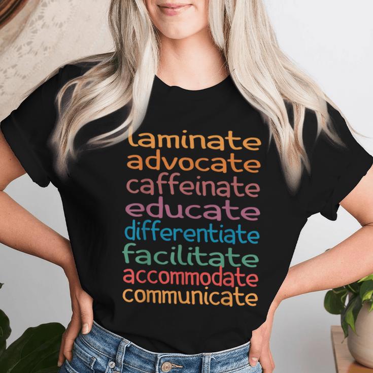 Sped Special Education Teacher Laminate Advocate Caffeinate Women T-shirt Gifts for Her