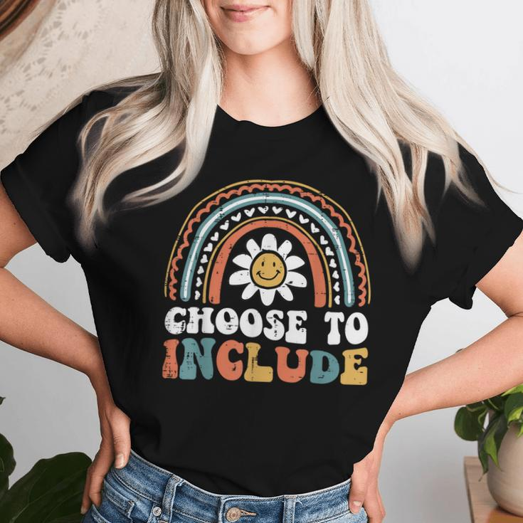 Sped Teacher Choose To Include Rainbow Retro Groovy Women Women T-shirt Gifts for Her