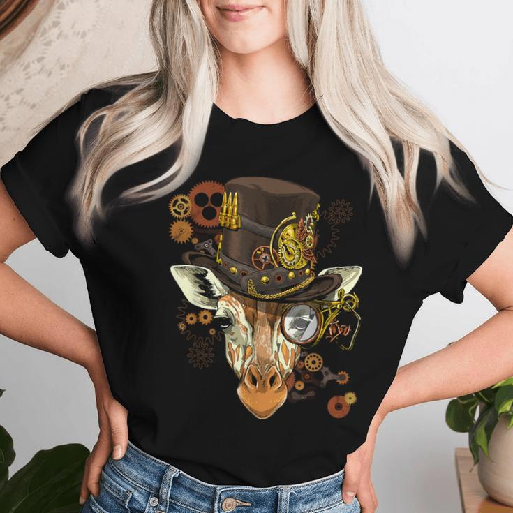Steampunk Gear Giraffe Mechanical Animal Giraffe Lover Women T-shirt Gifts for Her