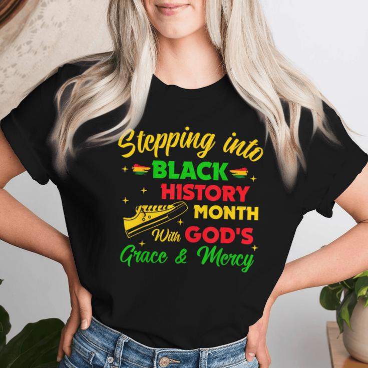 Step Black History Month With God African Christian Faith Women T-shirt Gifts for Her