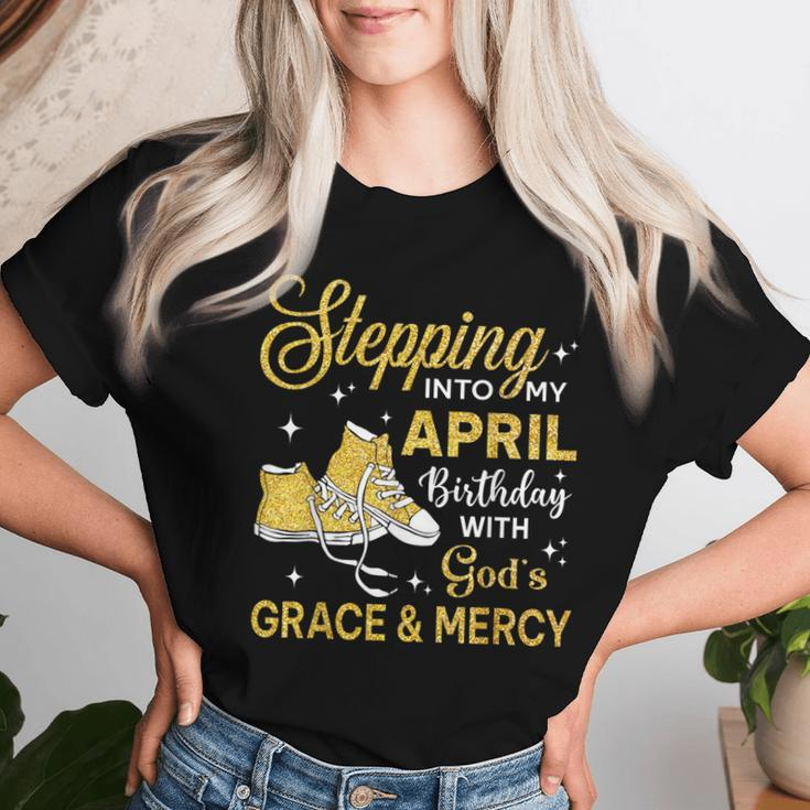 Stepping Into My April Birthday Girls Shoes Bday Women T-shirt Gifts for Her