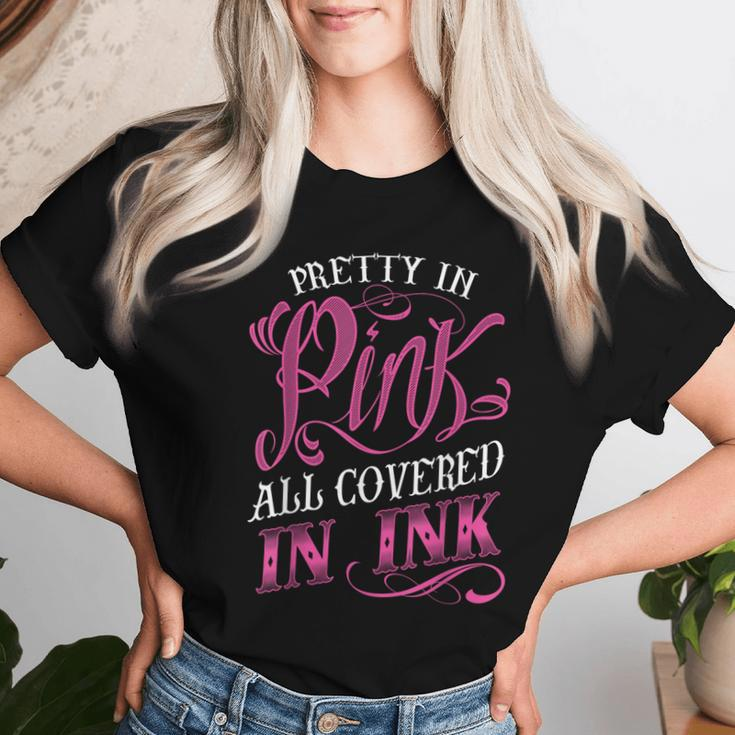 Tattooed Girl Pretty In Pink Covered In Pink Women T-shirt Gifts for Her